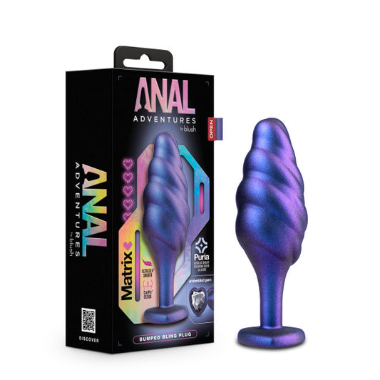 Anal Adventures Matrix Bumped Bling Plug Sapphire - Sex Aides