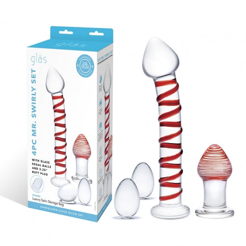 Glas 4pc Mr Swirly Set W- Glass Kegal Balls & Butt Plug - Sex Aides