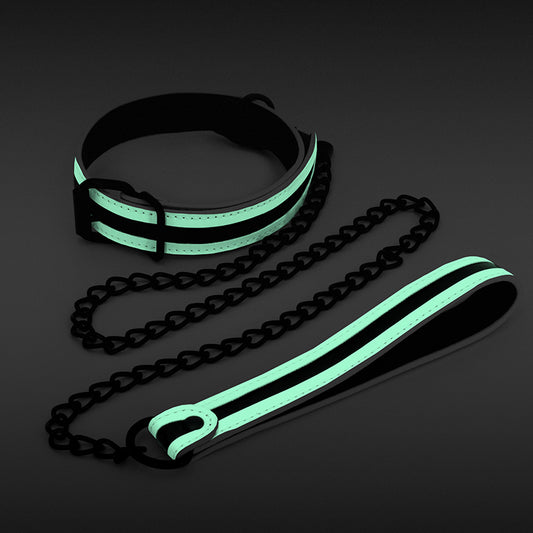 Glo Bondage Collar & Leash Green - Sex Aides