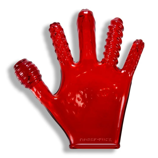 Finger Fuck Glove Clear Red - Sex Aides