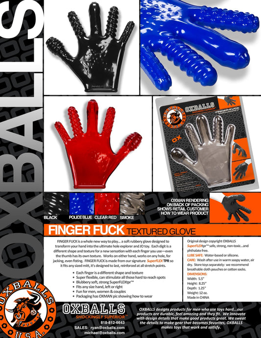 Finger Fuck Glove Clear Red - Sex Aides