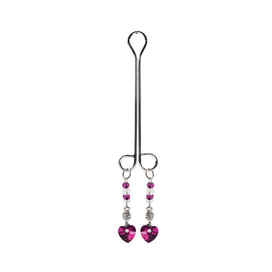 Bijoux De Cli Double Loop W- Heart Charm & Fuchsia Beads - Sex Aides