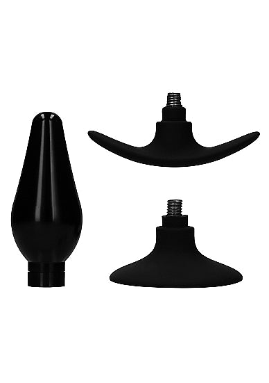 Interchangeable Butt Plug Set Pointed Black - Sex Aides