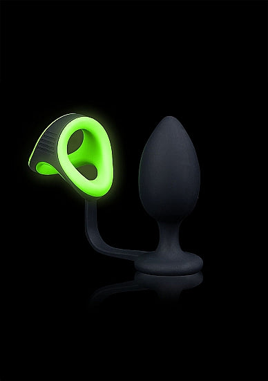 Glow Butt Plug W- Cock Ring & Ball Strap Glow In The Dark - Sex Aides