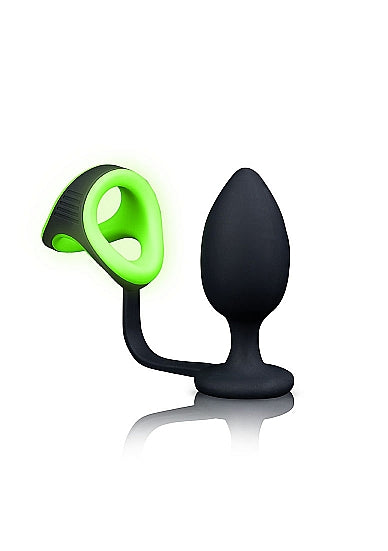 Glow Butt Plug W- Cock Ring & Ball Strap Glow In The Dark - Sex Aides