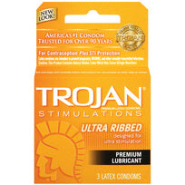 Trojan Ribbed 3pk - Sex Aides