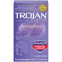 Trojan Her Pleasure Sensations Armor Spermicidal 12pk - Sex Aides