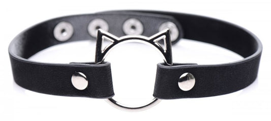 Master Series Kinky Kitty Ring Slim Choker Black - Sex Aides