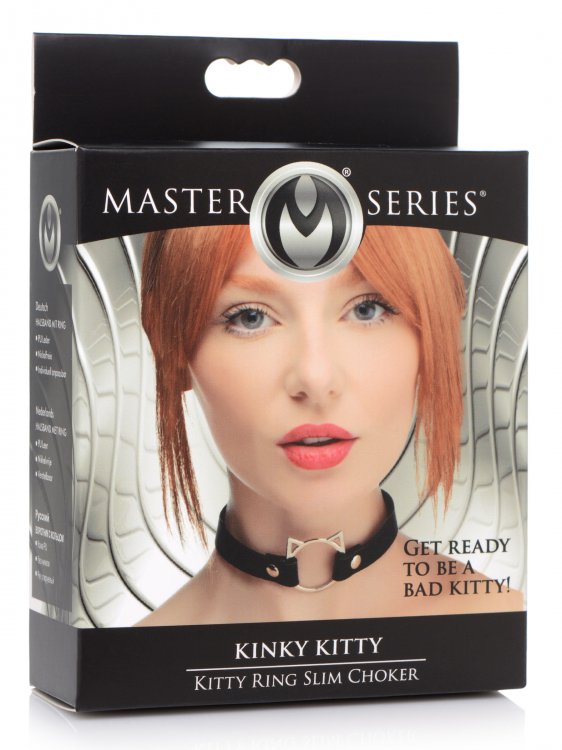 Master Series Kinky Kitty Ring Slim Choker Black - Sex Aides