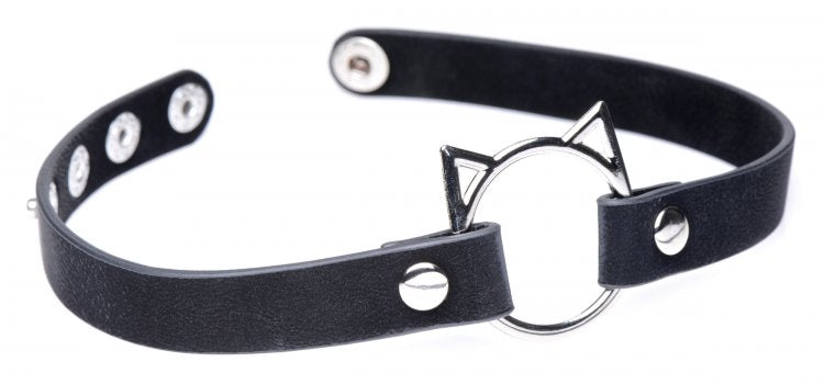 Master Series Kinky Kitty Ring Slim Choker Black - Sex Aides