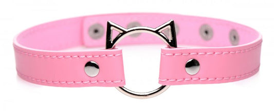 Master Series Kinky Kitty Ring Slim Choker Pink - Sex Aides