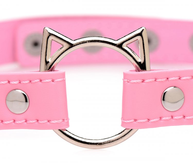 Master Series Kinky Kitty Ring Slim Choker Pink - Sex Aides