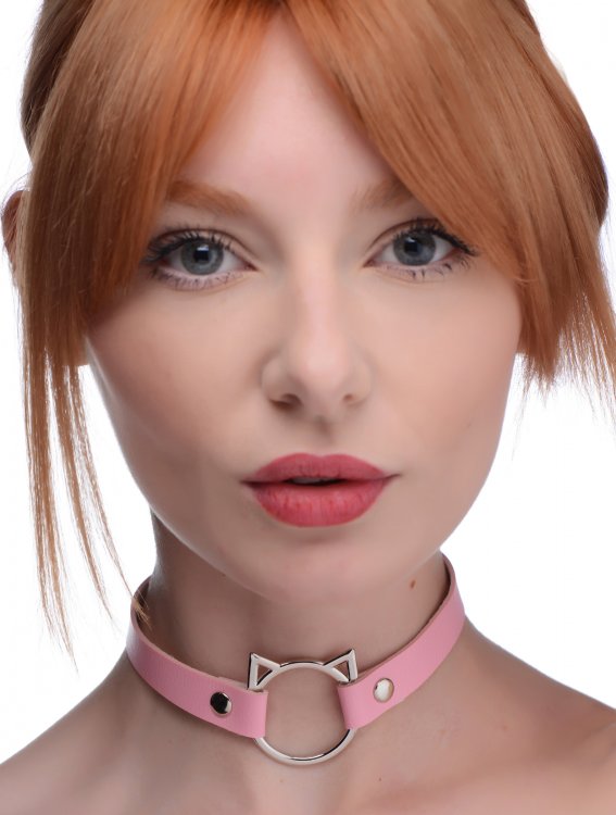 Master Series Kinky Kitty Ring Slim Choker Pink - Sex Aides