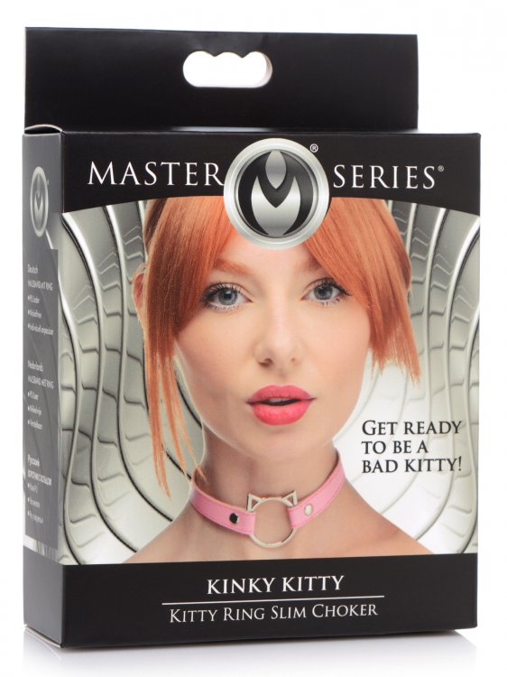 Master Series Kinky Kitty Ring Slim Choker Pink - Sex Aides